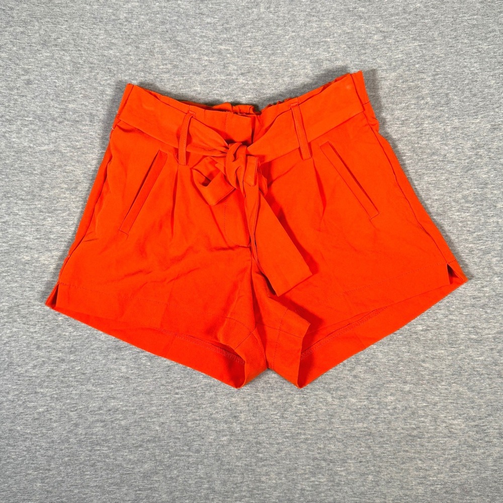 Like An Angel Womens Orange High Waisted Tie Belt Shorts Size Small Summer Casua